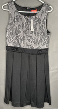 NWT Kohls Elle Women Black Lace Print Pleated Skirt Cocktail Dress 12 - £7.80 GBP