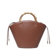 Handbag For Women Leather Tote Bag Natural Bamboo Handle Hobo Bag - £65.15 GBP