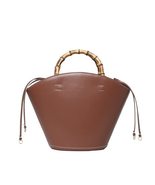 Handbag For Women Leather Tote Bag Natural Bamboo Handle Hobo Bag - £69.42 GBP