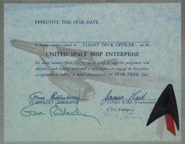 Gene Roddenberry &amp; William Shatner Signed Star Trek Certificate - 10.5”x 8.25” W - £1,062.14 GBP