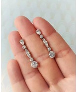 2Ct Coupe Ronde Imitation Diamant Femmes Pendant Earrings IN 14k Plaqué or Blanc - $79.70