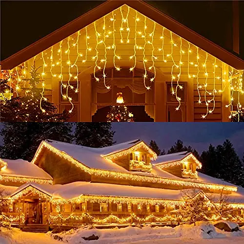 LED Icicle String Lights Christmas Outdoor Curtain Fairy Lights Hanging Decors f - £62.13 GBP