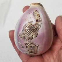 Carved Pelican Bird Vintage Cowry Cowrie Seashell Scrimshaw - £8.61 GBP