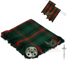 Scottish Ross Hunting Modern Tartan Kilt FLY PLAID With Brooch-Flashes -Kilt Pin - $52.00