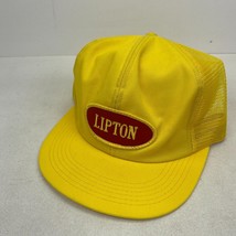 Vintage Lipton Patch Cap USA Trucker Mesh Back Yellow Cap Snapback Hat - £16.41 GBP