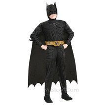 NEW Batman Dark Knight Muscle Chest Boy Costume Jumpsuit Size L(12-14) w/ Mask - £40.59 GBP
