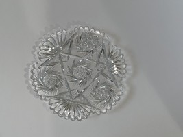 American Brilliant Glass Plate Deep Cut Crystal 7 1/2&quot; Serving Plate Saw Tooth E - £41.56 GBP