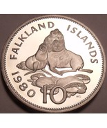 Huge Rare Proof Falkland Islands 1980 10 Pence~Ursine Seal~10k Minted~Fr... - £14.22 GBP