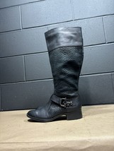 Joan &amp; David Takaraw Black Leather Wide Calf Knee High Boots Women’s Sz 6 M WC - £43.30 GBP