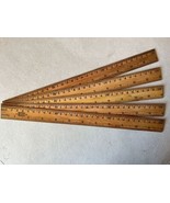 ANTIQUE VINTAGE MEXICAN WOODEN OLD SCHOOL SURVEYORS RULE RULERS LOT OF 5... - €20,36 EUR