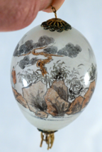 Reverse Inside Painted Chinese Glass Egg Ornament Nice Scenery - $39.99