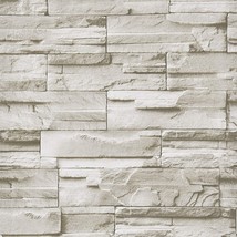 Wenmer Beige Stone Peel And Stick Wallpaper 17.7&quot; X 394&quot; 3D Brick Wallpa... - $36.99