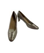 Vaneli Heels Women 12 N Narrow Dawne Shoes Gold Leather Perforated Slip-... - $34.24 CAD