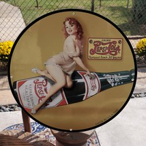 Vintage 1950 Pepsi-Cola Carbonated Soft Drink Beverage Porcelain Gas & Oil Sign - $125.00