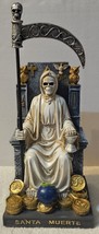 Grim Reaper Santa Muerte Chair Owl Money Scythe Globe Fantasy Figurine Statue #3 - £30.60 GBP
