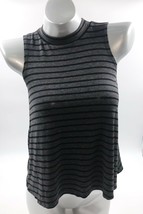 See You Monday Top Size XS Gray Black Striped High Neck Sleeveless Shirt Womens - £8.56 GBP