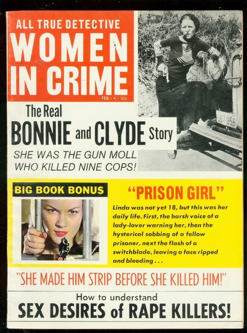 Primary image for WOMEN IN CRIME FEB 1970-BONNIE & CLYDE-PRISON GIRL-PULP FN/VF