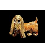 Vintage 1950s Basset Hound Dog Enamel Brooch HEAD ARTICULATES BACK AND F... - $56.88 CAD