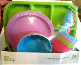 Mainstays Kids Children&#39;s Dinnerware Set 24 Pieces MultiColored PBA Free... - £11.03 GBP