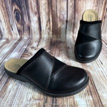 Clarks Lauri EAN N Kyla Size 6W Black Leather Suede Clogs Mules Loafers Shoes Euc - £22.51 GBP