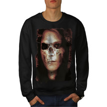 Wellcoda Zombie Girl Death Skull Mens Sweatshirt, Emo Casual Pullover Jumper - £24.11 GBP+