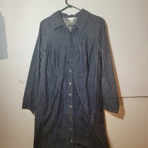 Long C J Banks Denim button Front Long Sleeve shirt dress size 14W - £14.50 GBP
