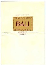 Bali Indisch Restaurant Menu Amsterdam The Netherlands 1960s  - £17.11 GBP