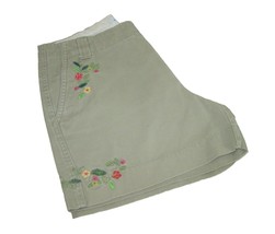 Gap Khaki Shorts Chino Floral Embroidered Beige Women&#39;s Size 2 Stylish Classic - £7.79 GBP