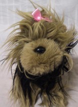 Battat Furry Yorkshire Terrier Puppy Dog W/ Pink Bow 8&quot; Plush Stuffed Animal Toy - £13.10 GBP