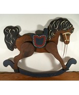 Wall Hanging Wooden Rocking Horse Decoration 25&quot; Vintage - £11.84 GBP