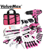 ValueMax 238PC Home Tool Kit Pink Tool Set 20V Cordless Drill Tool Set D... - £119.65 GBP