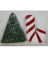 Candy Cane And Christmas Tree Candy or Cookie Plates - $180.56 MXN