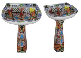 Mexican Talavera Pedestal Sink Handcrafted Ceramic -  Zimapán - - $899.00