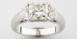 2.50 Carat Princess Cut 3 Stone Diamond Platinum Engagement Ring With EG... - $28,885.27