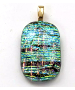 Pendant Turquoise Purple Pink  Dichroic Fused Glass Fashion Jewelry - $14.00