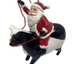 Midwest-CBK Santa Riding on a Cow Ornament  NWT Farming Country Holstein - $8.51