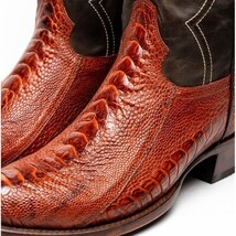 DENVER Genuine Ostrich Leg Skin Cowboy Boot from the Western Collection Cognac image 8