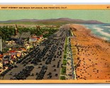 Great Highway and Beach Esplanade San Francisco CA UNP Linen Postcard H23 - $2.92