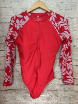 All in Motion Swimwear Womens Long Sleeve One Piece Rashguard Red Floral... - £28.21 GBP