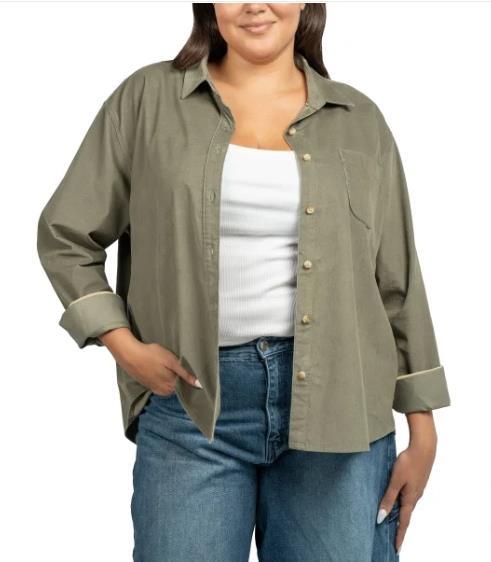 Jachs Womens Shirt Green Girlfriend Button-Up Long Sleeves Stretch Comfortable Item image 10