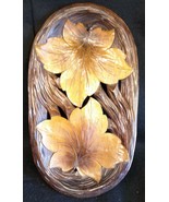 Old Hand Carved Wood Wooden Carving Tray Leaf Leaves Sculpture Art Dish ... - $42.84 CAD