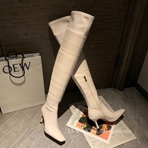New Square toe Over the knee Boots Women Leather Long Boots Western T Show party - £186.47 GBP