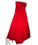 Michaelangelo Red Strapless Satin Ball Gown w/Floral Beaded Bodice Motif... - €66,45 EUR