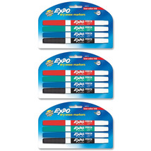 NEW Expo Dry Erase Fine Tip Markers Low Odor Ink Four Colors (3 Pack) - $15.49