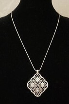 BRIGHTON Jewelry Bella Nova Filigree Clear Rhinestone Pendant Necklace 34&quot; - £34.78 GBP