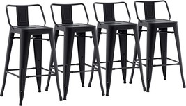 Counter Height Barstools Set Of 4 (24&quot; Seat Height, Low Back Matte Black) - £132.93 GBP