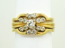 0.40ct tw Natural Diamond 3pc Stackable Band Ring Set 14k Gold - £561.28 GBP