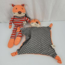 Organic Farm Buddies Stuffed Plush Fox Orange Gray Dot Knot Security Blanket Toy - £31.10 GBP