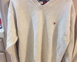 TOMMY HILFIGER WOMENS CREAM V-NECK SWEATER - SIZE LARGE - FREE SHIPPING - $35.44