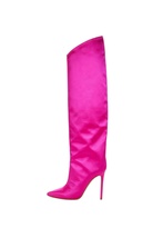 Stylish Woman Shoes Sexy PU Fuchsia Thin Heel Boots Fashion Ladies High Quality  - £184.05 GBP